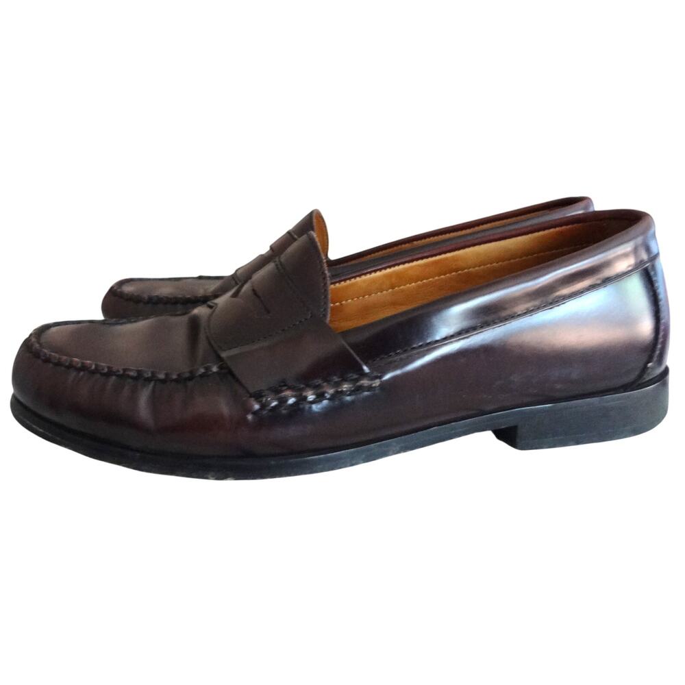 Vintage Johnston Murphy Hayes Burgundy Maroon Oxblood Leather Penny Loafer 11.5 - Picture 6 of 10